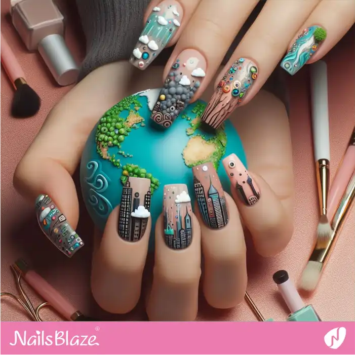 Heavy Rainfall Increases 3D Nail Design | Climate Crisis Nails - NB2661